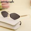 Small Metal Frame Hexagon Rimless Sunglasses Women  Luxury Brand Design Polygon Sun Glasses For Ladies Retro Eyewear Shades