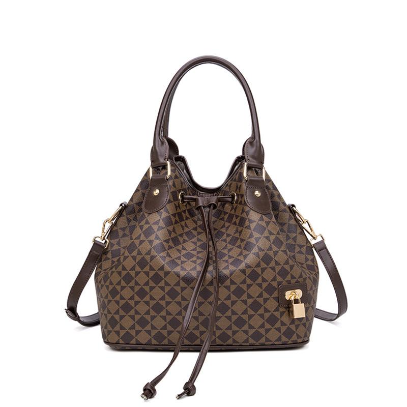 2024 Summer New Versatile Drawstring Single-Shoulder Bucket Bag Casual Crossbody Large Backpack Printed Women s Handbag