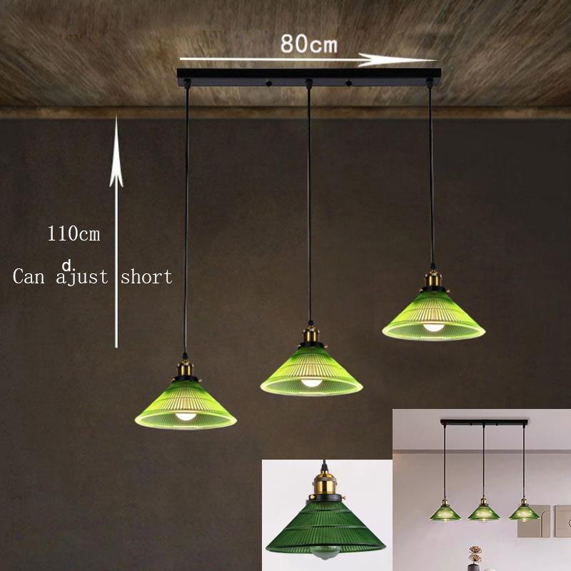 LED Vintage Glass Pendant Light Green Hanging Lamps Living Room Decor Luminaire Hall Bedroom Dining Room Chandelier Ceiling Lamp