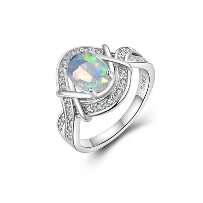 Natural Opal Ring Oval 6*8mm Real Gemstone Fine Jewelry 925 Sterling Silver Wedding Birthday Party Gift