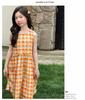 Girls' Summer Plaid Sleeveless Dress: Korean Style Loose Princess Dress for Middle and Older Children