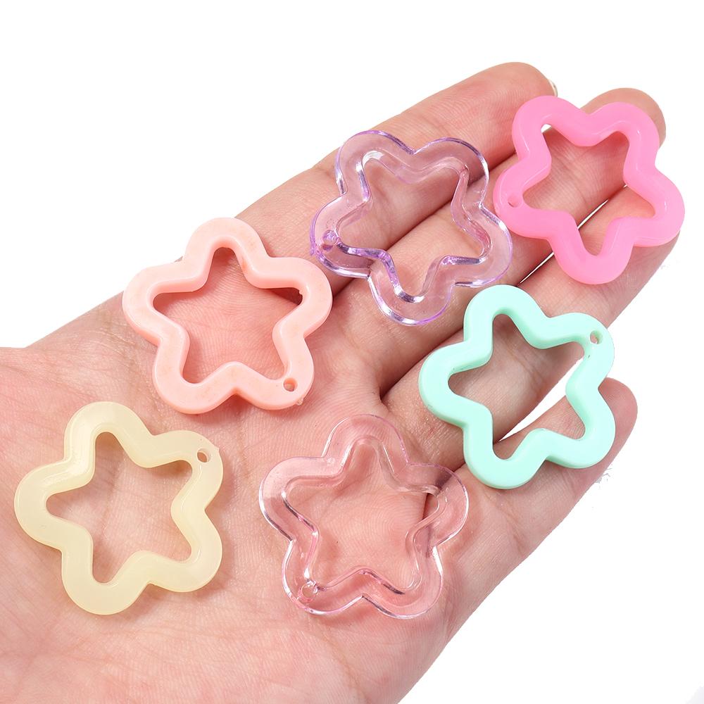 11Pcs/Lot 11mm Acrylic Transparent Hollow Star Loose Beads DIY Jewelry Pendant Keychain Windbell Handmade Fashion Accessories