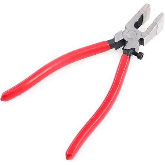 2Pcs Heavy Duty Glass Running Plier and Glass Cutter for Stained Glass, Mosaics, Fusing Work, Red