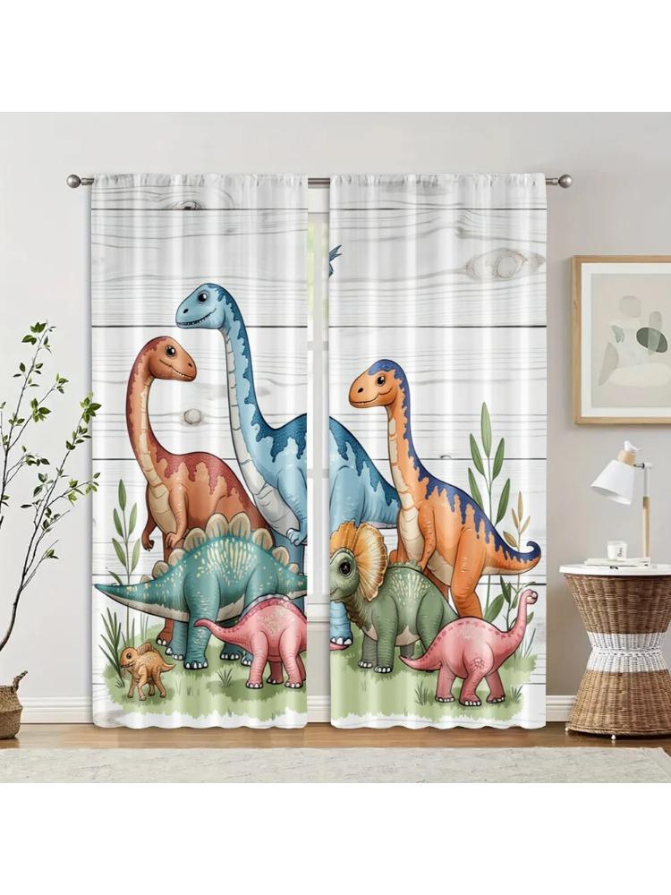 

2pcs Upscale Curtains retro dinosaur Durable Polyester (without rod) Stuff Clearance Use for Bedroom Living Room Office Decor 100*130 Rod Pocket 1pcs