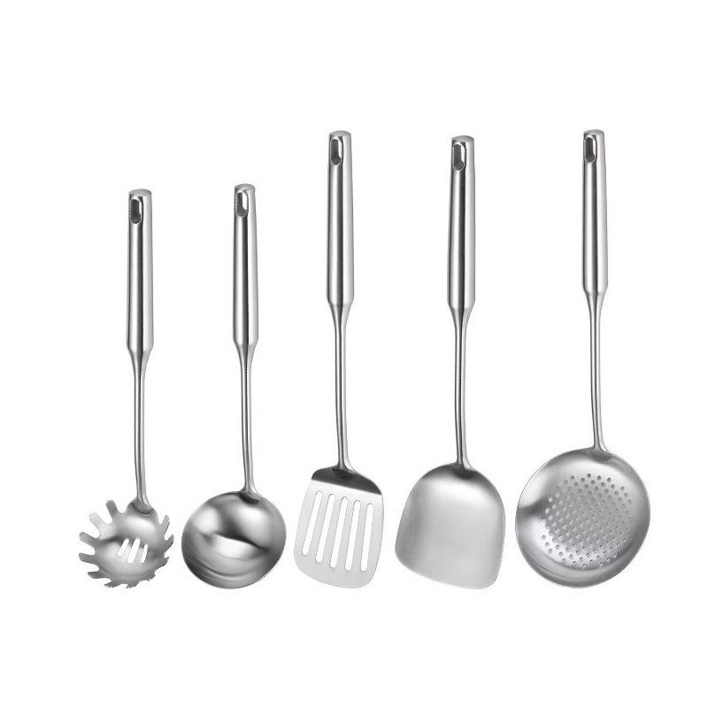 304 Stainless Steel Kitchen Utensil Set: Spatula, Ladle, Slotted Spoon, Stir-fry & Frying Spatulas.