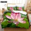 Pink Lotus Queen Bedding Set Green Duvet Cover Set Kids Bedding Digital Printing Bed Linen King Size Duvet Cover Set Bedding Set