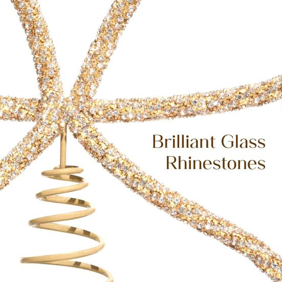9.8" Rhinestone Bow Tree Topper Gold/Silver Rhinestone Bow Tree Top Ornament for Xmas Holiday