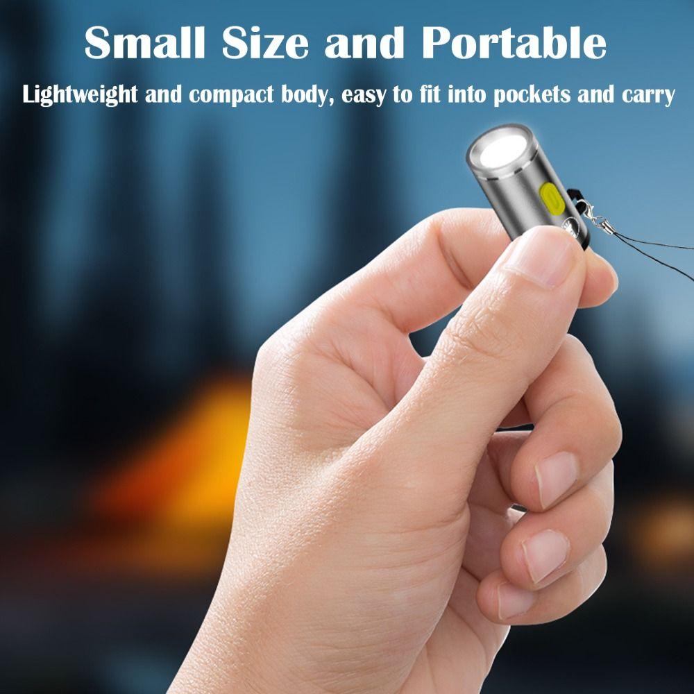 230 High Lumens Type-C Mini Flashlight with Lanyard Portable LED Flashlight Aluminum Alloy Plug and Play Keychain Flashlights