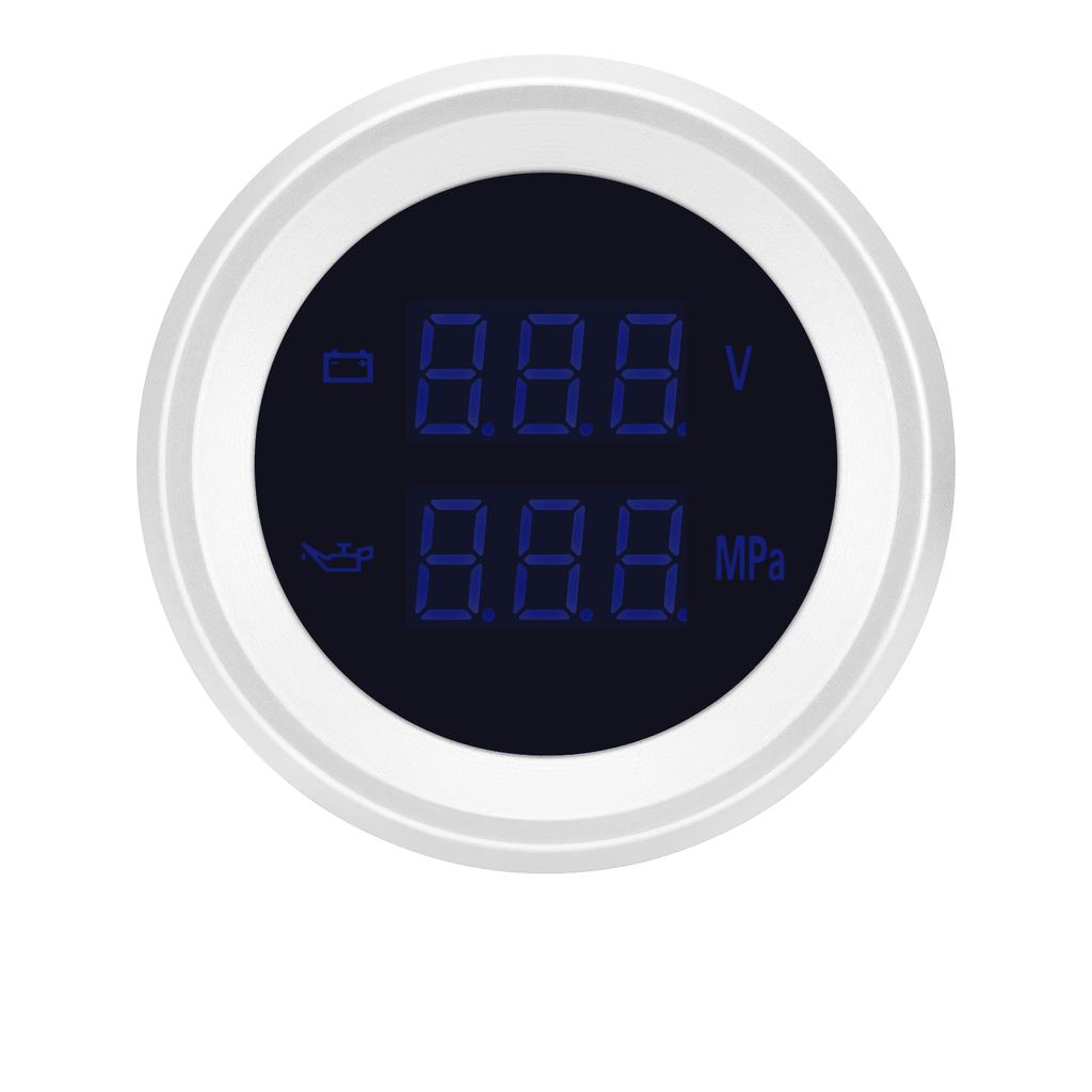2" 52mm Oil Press+Voltmeter with Oil Pressure Sensor Blue LED Digital Voltage Volt Meter 2 in 1 Gauge for Racing Car Boat 12V24V