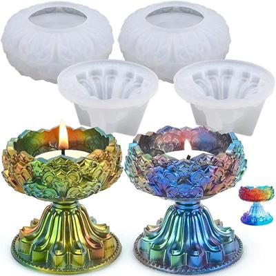 Mold DIY Cristal Rășină Epoxidică Lotus Lumânare Suport Oglindă Mold Silicon