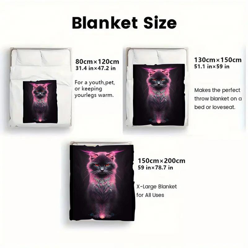 Charming Pink Cat 2D Flat Pattern Flannel Blanket High Quality All Seasons Warmth and Comfort Perfect for Christmas Gifts.