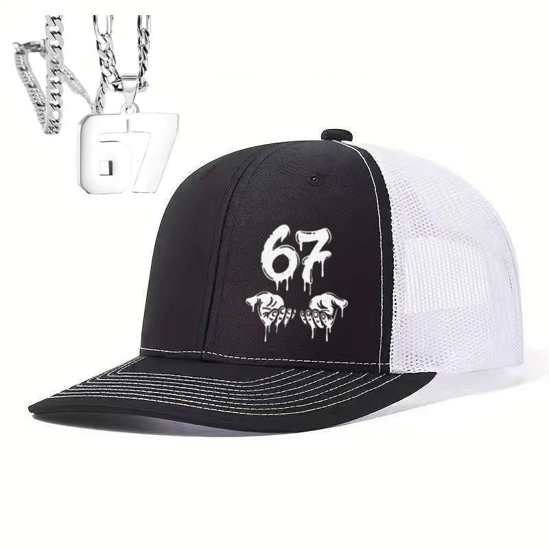 1PC Hip Hop 67 Drip Trucker Hat, Neon Green Contrast, Graffiti Aesthetic Cap for Skateboarding
