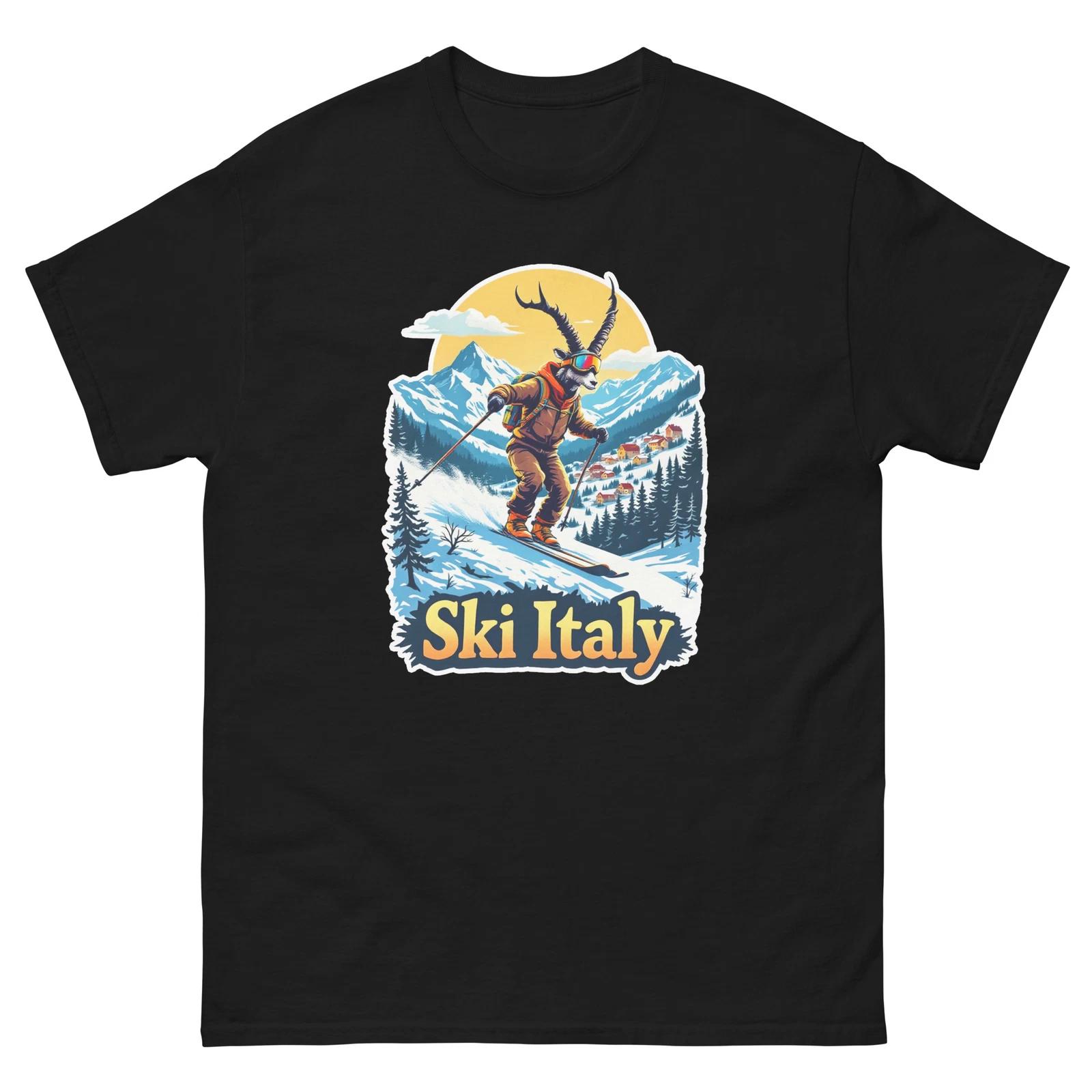 Ski Italy Ibex Cute Animal Skiing T-Shirt S