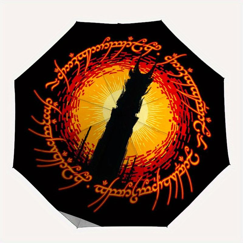 The Lord of the Rings Eye of Sauron T Shirt Umbrella, Portable 3 Fold Compact Umbrella for Men & Women,S275