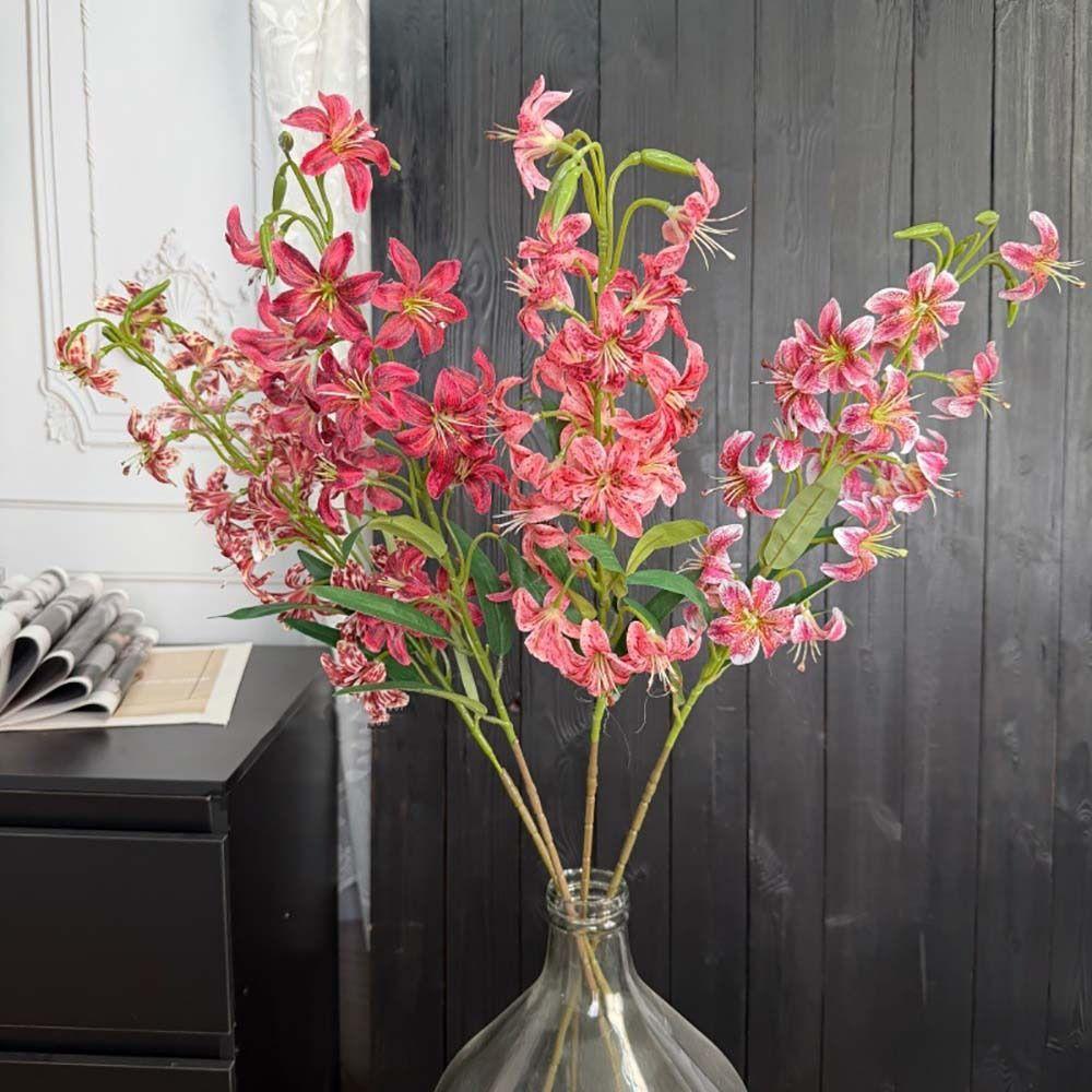 Flame Lily Artificial Flame Lily DIY Flower Realistic Fake Flowers Plastic Floral Arrangement Wedding Bouquet Home Decoration