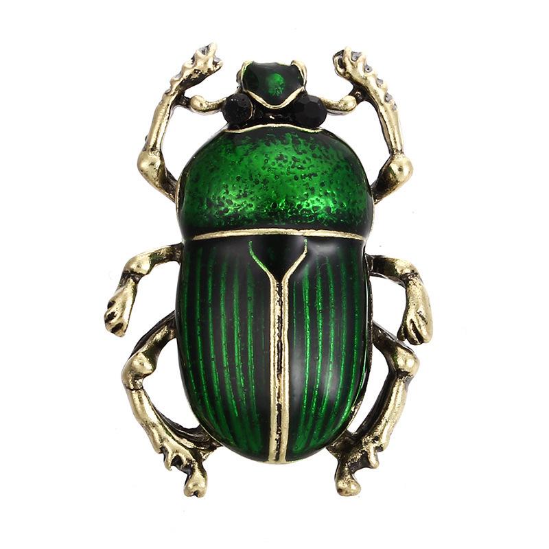 

Vintage Rhinestone Beetle Brooch - Fashionable Versatile Jewelry Clothing Pin зелений