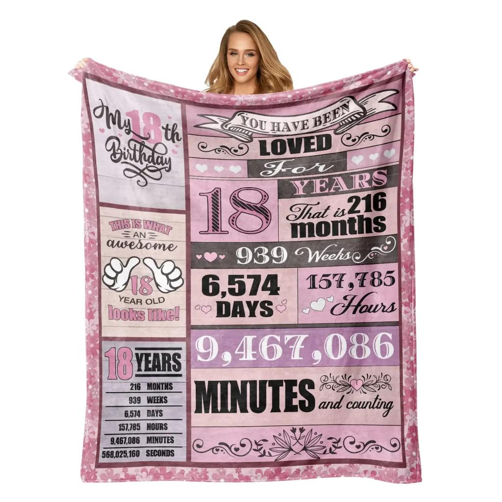 18th Birthday Gifts Ideas for Girls-Girls 18th Birthday Decor Blanket-Gift for 18 Year Old Girl-Gifts for Daughter Bestie Sister