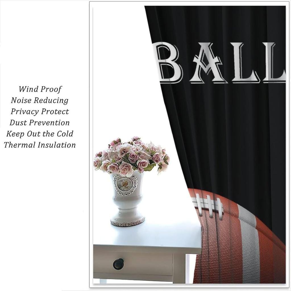 Room Darkening American Football Curtains Men Teens Cool Ball Sporty Theme Art Printed Window Drapes Kids Boys Bedroom Living Curtain Polyester