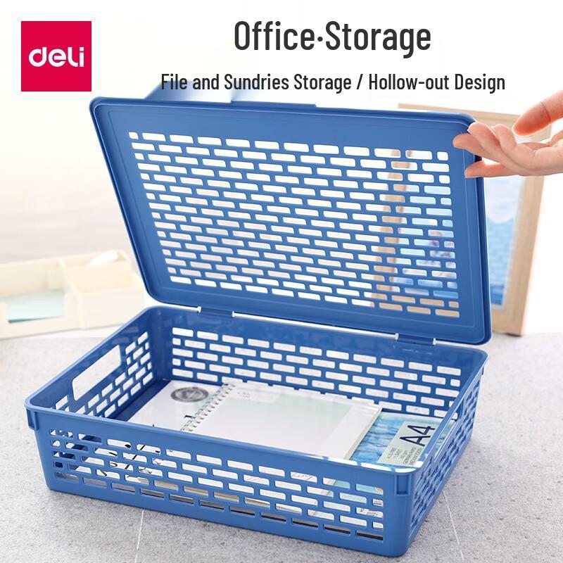 Deli A4 Plastic File Basket with Lid