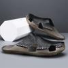 Fashion Quick Dry Men's Leather Slides Comfortable Male Slippers Anti-Slip Outdoor Half Drag Handmade Hollow Out Sandals Man Flip Flops