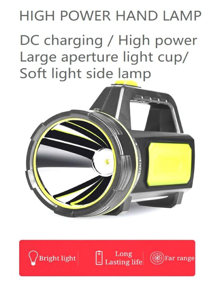 Portable Hand Lamp Rechargeable LED Strong Searchlight Flashlight 2 Lighting Modes Emergency Hiking Camping Energe Saving Torch