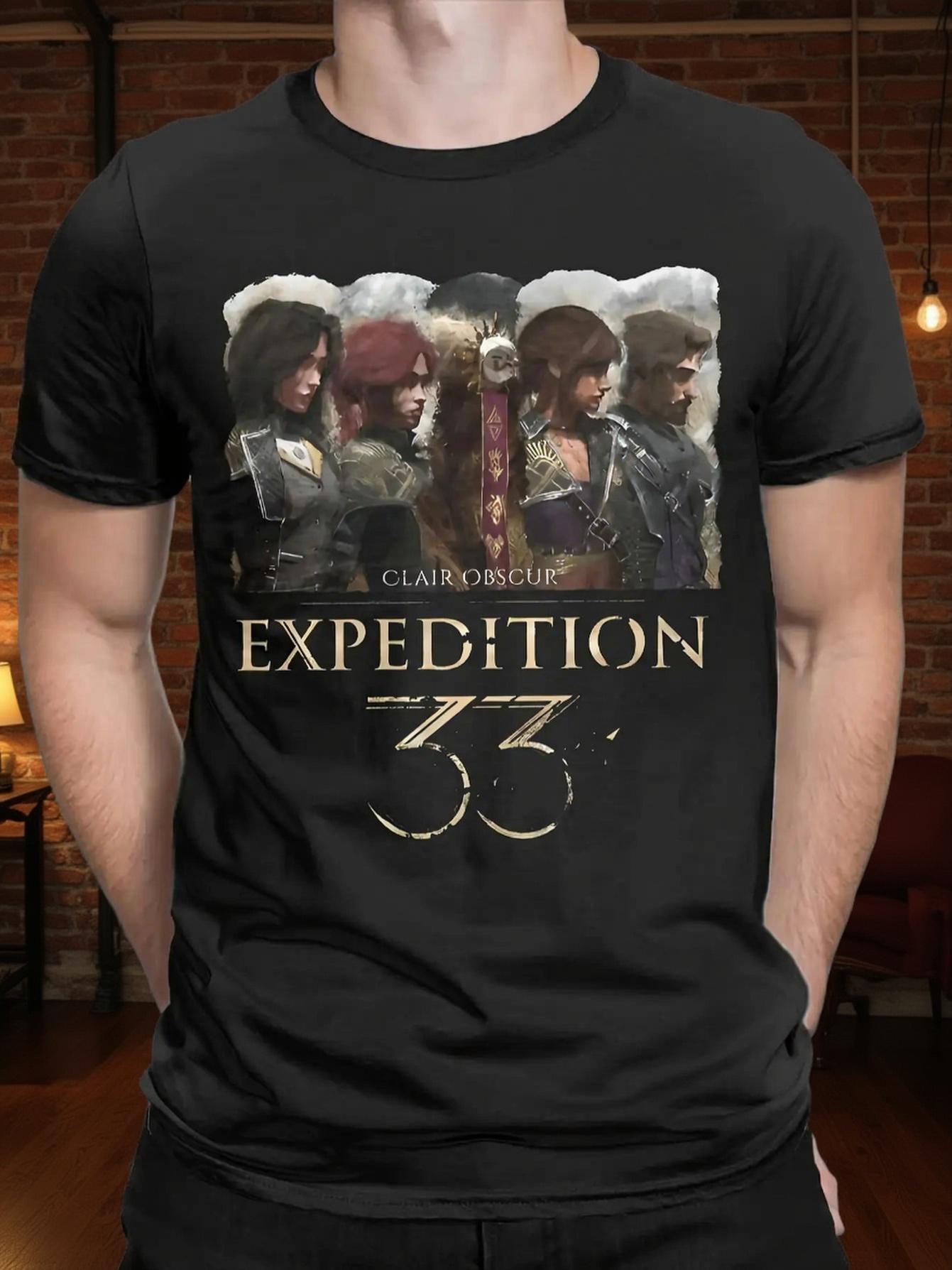 2026 Chinese New Year American Mens The Clair Obscure Expedition33 Pattern Mens Round Neck Short Sleeved Tshirt S