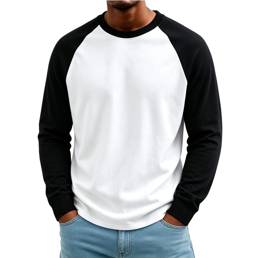 Men's Long Sleeve Color Block Thermal T-Shirt for Winter Layering