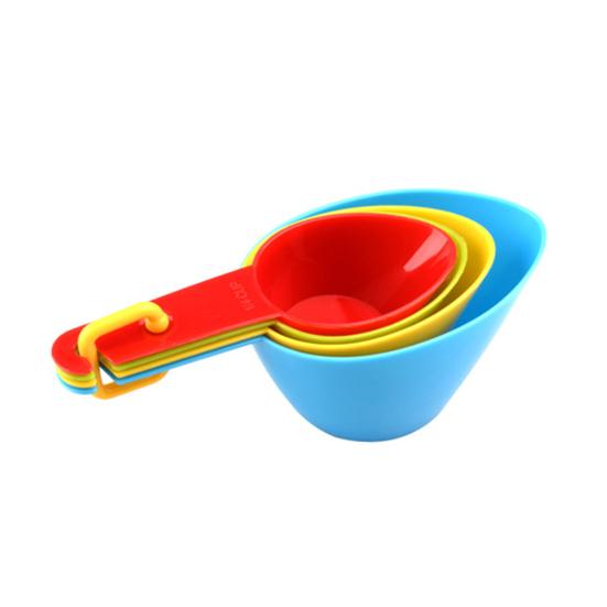 Rainbow Measuring Spoon Cup Set BPA-Free Plastic Baking Tool with Engraved Scales Stackable Dishwasher Safe Essential Kitchen Gadget