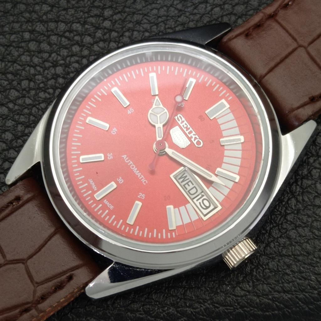 VINTAGE REFURBISHED SEIKO 5 AUTOMATIC 6309A JAPAN MENS RED DIAL WATCH A440741-4