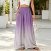 Damen Weite Leg Casual Hose Elastischer Bund Farbverlauf Print Leicht Bequem Palazzo Hose mit Taschen für den Alltag