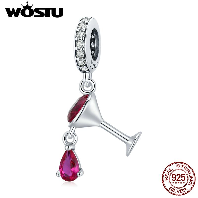 

WOSTU изысканный кубок розово-красного циркона из стерлингового серебра 925 пробы подходит для браслета ювелирных изделий 925 silver