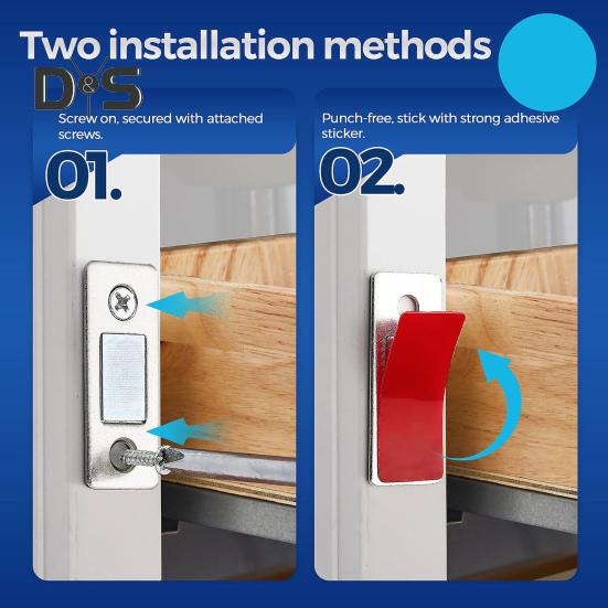 6/10/15Pcs Invisible Cabinet Door Magnet with Screw Ultra-Thin Stainless Steel No Drilling Adhesive Magnetic Drawer Closet Sliding Door Catch Latch