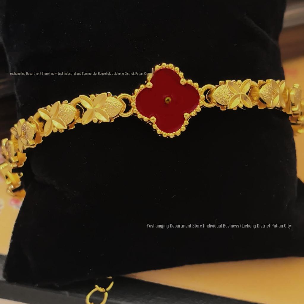 Korean Double-Sided Four-Leaf Clover Gold Bracelet for Women - Trendy, Sweet Fashion Jewelry