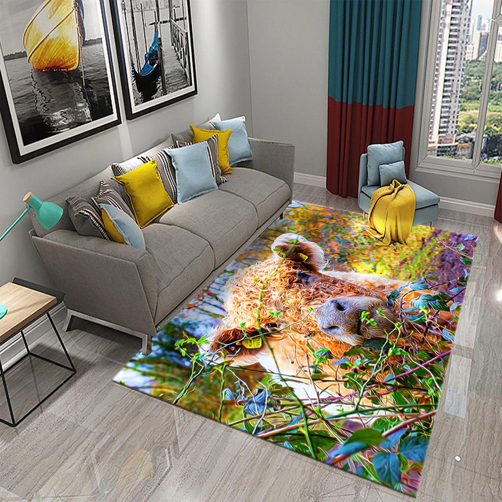 Yoga Mat Bedroom Living Room Decorative Door Mat Cute Cow Rug Farm Animal Rectangular Rug