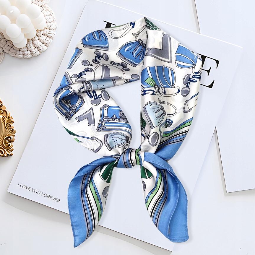 Scarf with print, women' synthetic silk, gift scarf, 70x70