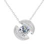 Sterling Geometric Pendant Necklace Stud Earrings Set With Moissanite Zirconia Brushed Finish Minimalist Chic