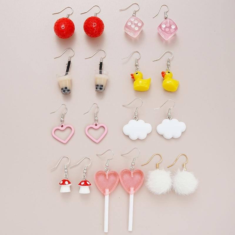 Pendant Earrings Unique Drop Earrings Set Fashion Ear Jewelry Set Zinc Alloy Texture Suitable for Ladies and Teen Girls