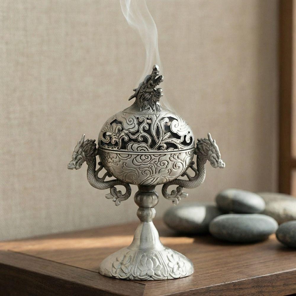 Handmade Zinc Zinc Alloy Incense Burner Hollow Out Sandalwood Incense Burner  Office Decoration