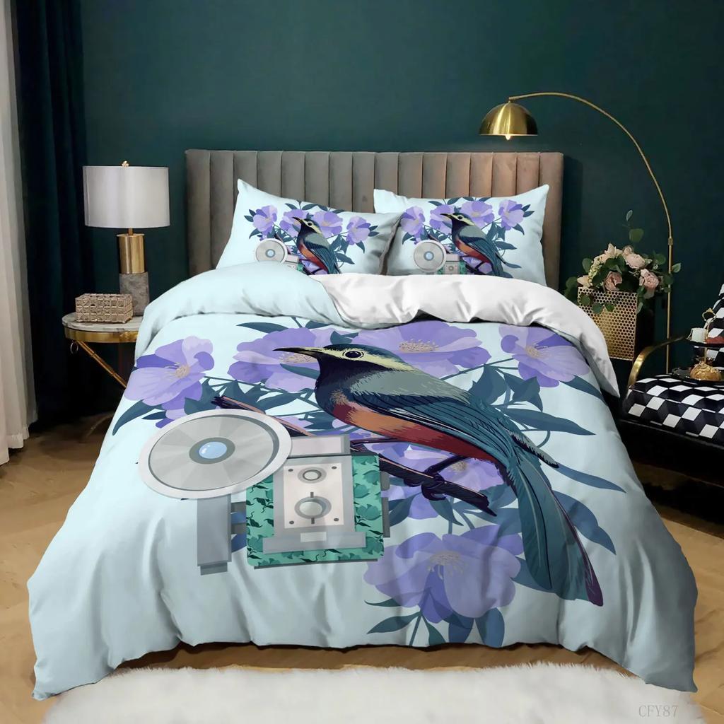 Parrot Duvet Cover King Size Realistic Looking Birds On Branches Macaw Tropical Wildlife Bedding Set Soft Polyester Quilt Cover