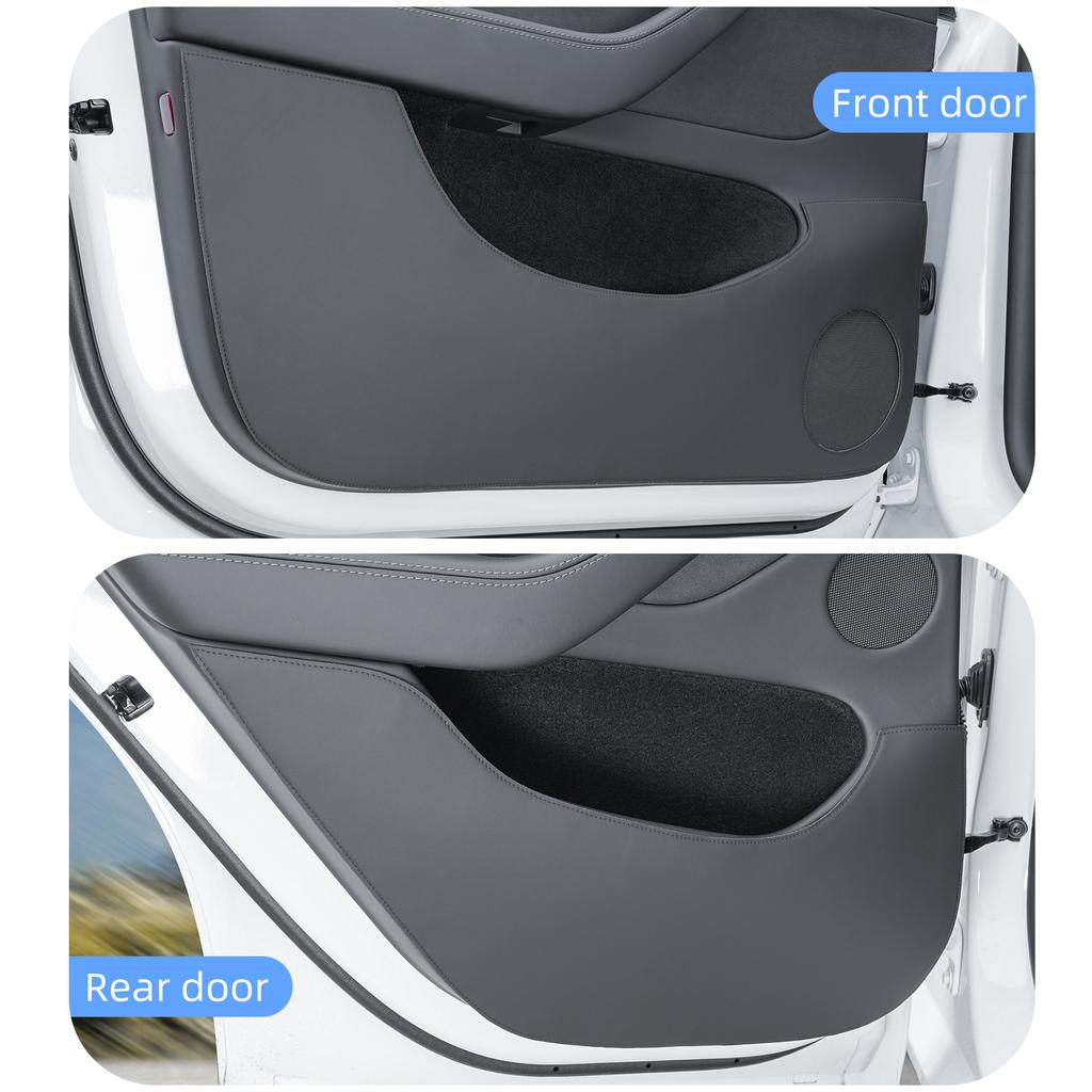 Pour Tesla Model Y Juniper 2025 2026 Protections Anti-Coup de Pied pour Portes de Voiture Protecteur de Panneau Latéral de Porte en Cuir Accessoires Anti-Rayures