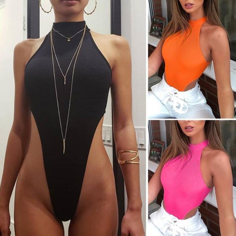 

Летняя мода Стильное очаровательное женское боди Боди Halter Без рукавов Bodycon Плюс Размер XS-3XL