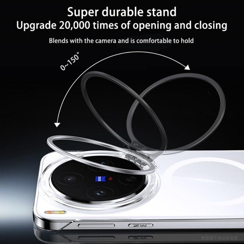 Frameless For Magsafe Metal Camera Fold Stand Holder Phone Case For VIVO X300 S Pro Ultra Magnetic Wireless Charge Bumper Cover