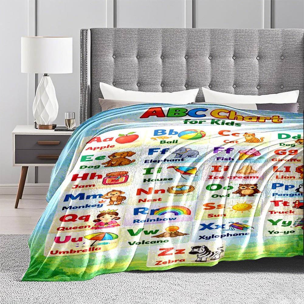 ABC Learning Chart for Kids Flannel blanket for bedroom, living room, sofa, and nap