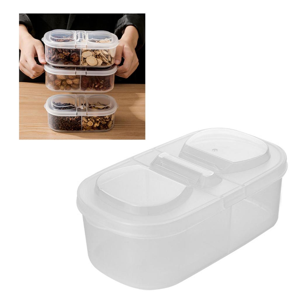 Spice Storage Box Versatile 2 Grid Sealed Lid Seasoning Condiment Container Box for Home Kitchen