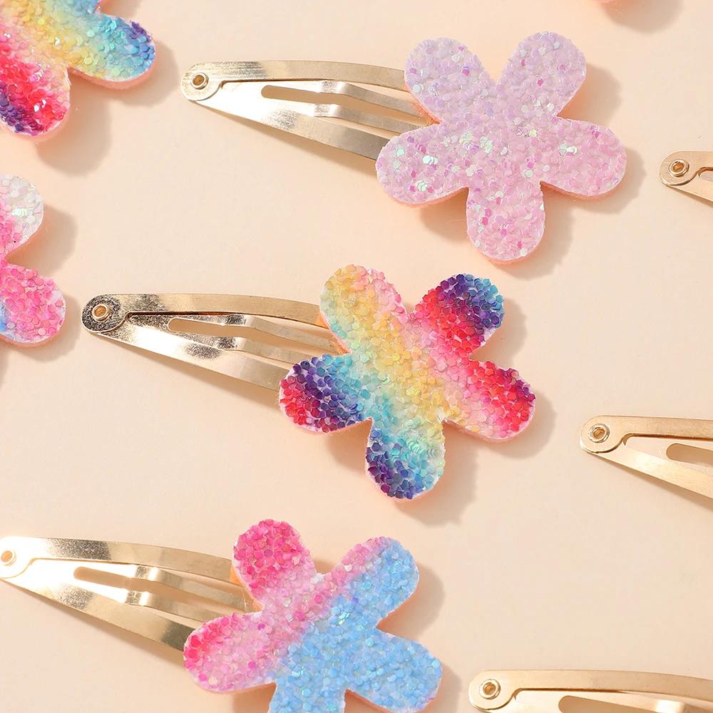 16 Stück Mode Glitzer Regenbogen Blume Hase BB Handgefertigt Haarnadeln Für Süße Mädchen Haarspangen Haarspangen Kopfschmuck Haaraccessoires