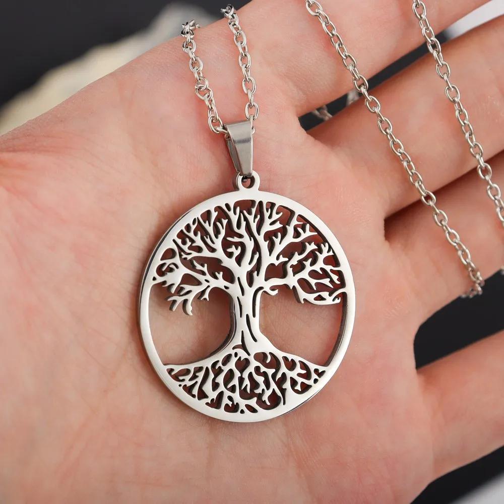 Trend Stainless Steel Viking Tree of Life Pendant Charm Men's Necklace Fashion Hip Hop Punk Jewelry Accessories Party Gift