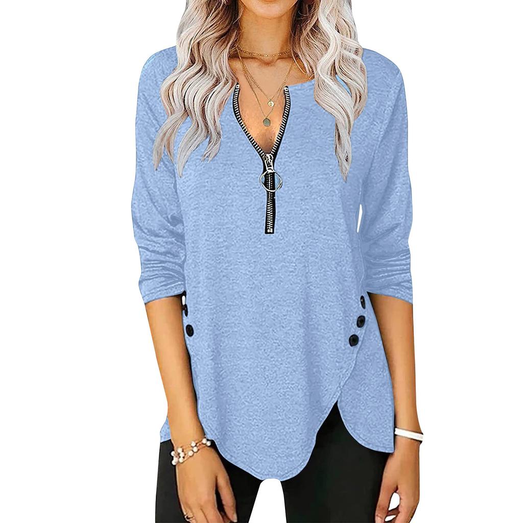 Women's V Neck Button Up Long Sleeve T-Shirt Fashion Tops Belted Button Up Women's Business Cotton Casual Shirt Tops