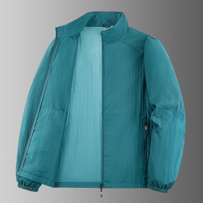 Men's Summer Thin Simple Color Outdoor Loose Large Size Hooded Sunscreen Jacket Jacket