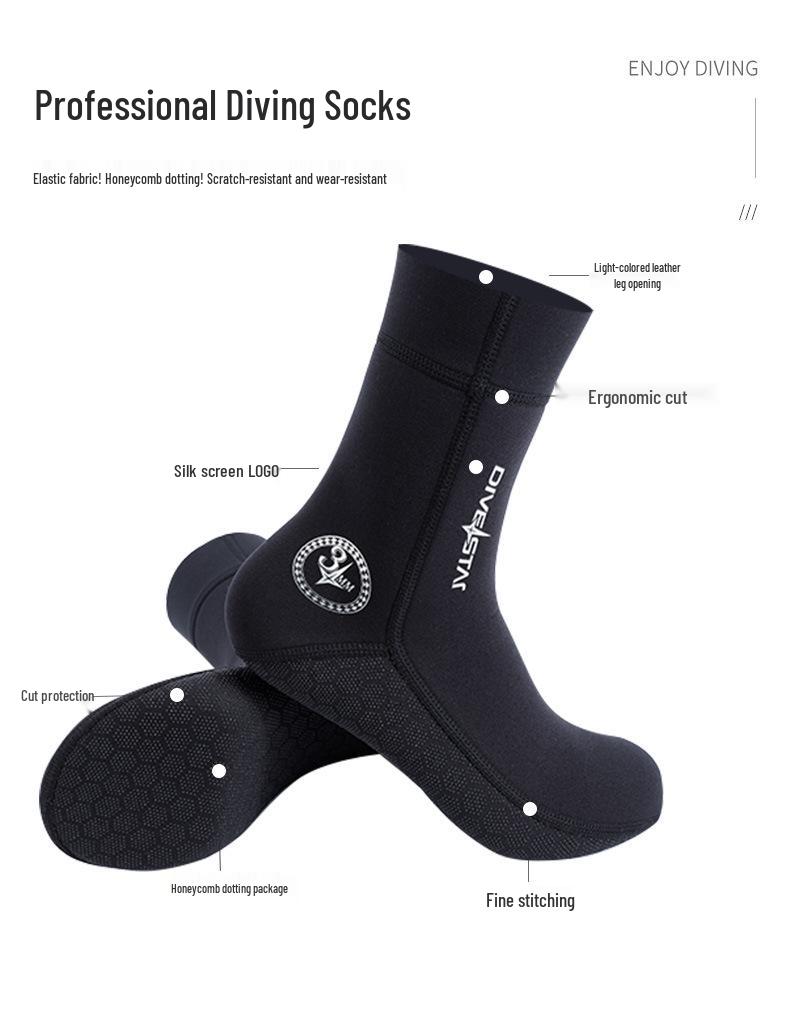 3/5mm Mid-Calf Thickened Diving Socks - Non-Slip, Quick-Drying, Wear-Resistant Beach Sock Covers for Snorkeling, Surfing, Swimming, and Water Sports