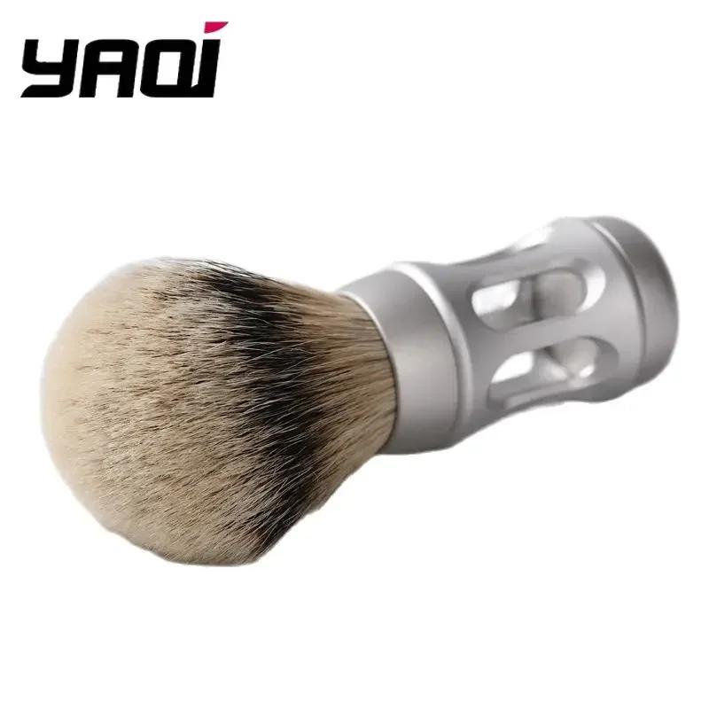 Yaqi Bandstand 24mm Matte Chrome Metal Handle Silvertip Badger Hair Shaving Brush And Shaving Soap Set for Men Grooming Kit